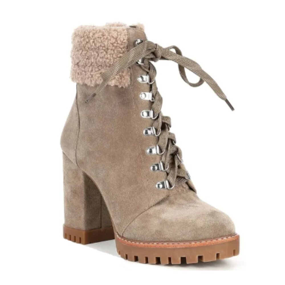 Gianni Bini Sight-See Suede Shearling Lug Sole Hiker Platform Booties